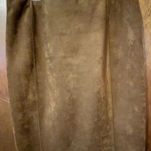 Ivanka Trump A-line Skirt, Large, Brown faux suede